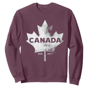 Canada Flag Sweatshirt Canadian Maple Leaf Vintage Retro Sport TS10 Maroon Print Your Wear