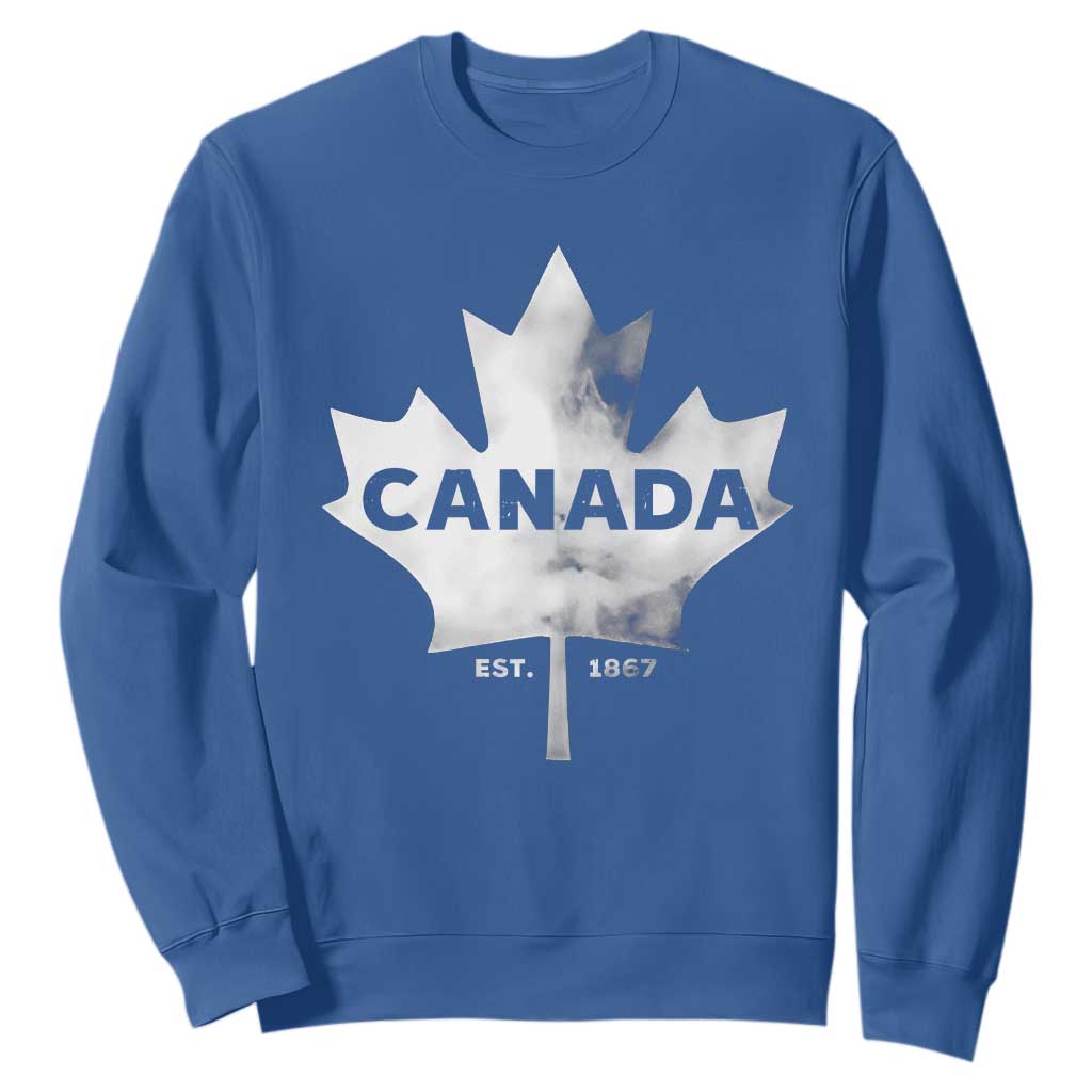 Canada Flag Sweatshirt Canadian Maple Leaf Vintage Retro Sport TS10 Royal Blue Print Your Wear