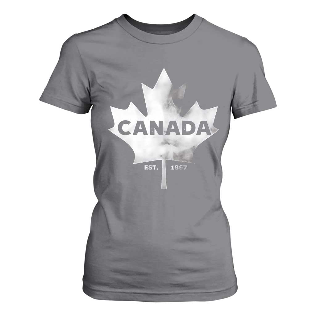 Canada Flag T Shirt For Women Canadian Maple Leaf Vintage Retro Sport TS10 Charcoal Print Your Wear