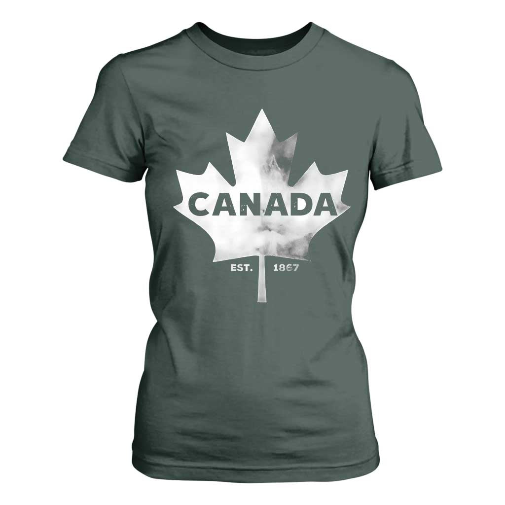 Canada Flag T Shirt For Women Canadian Maple Leaf Vintage Retro Sport TS10 Dark Forest Green Print Your Wear
