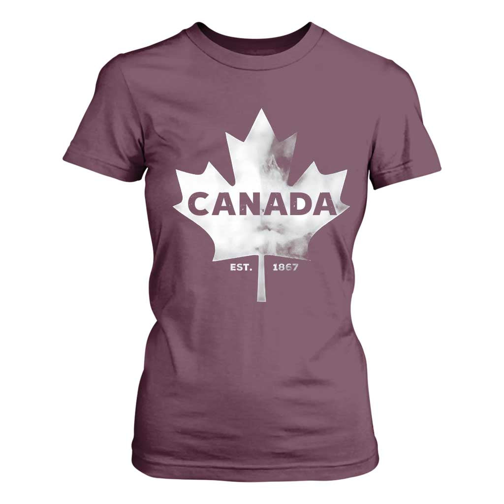Canada Flag T Shirt For Women Canadian Maple Leaf Vintage Retro Sport TS10 Maroon Print Your Wear