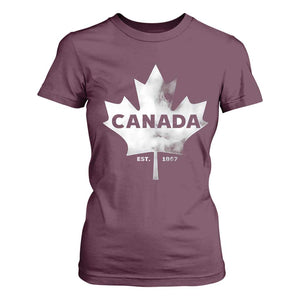 Canada Flag T Shirt For Women Canadian Maple Leaf Vintage Retro Sport TS10 Maroon Print Your Wear