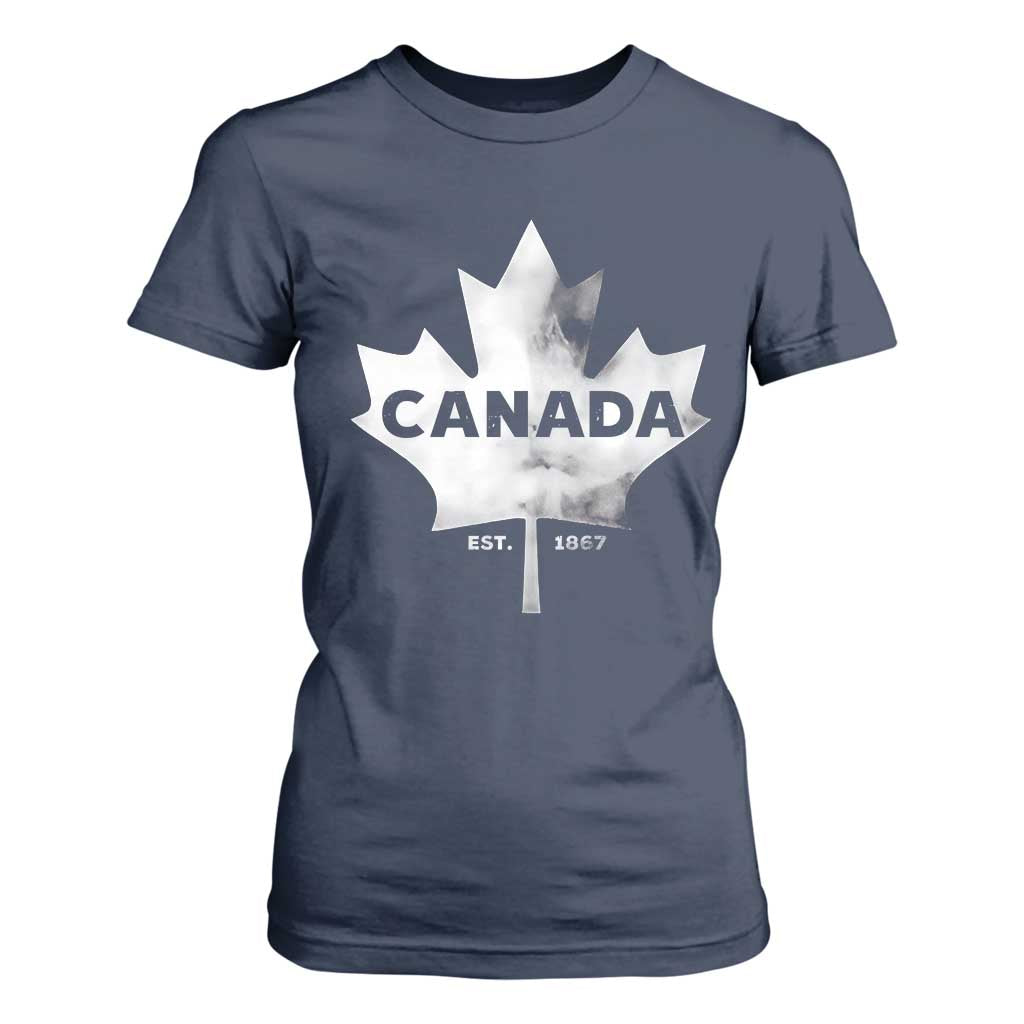 Canada Flag T Shirt For Women Canadian Maple Leaf Vintage Retro Sport TS10 Navy Print Your Wear