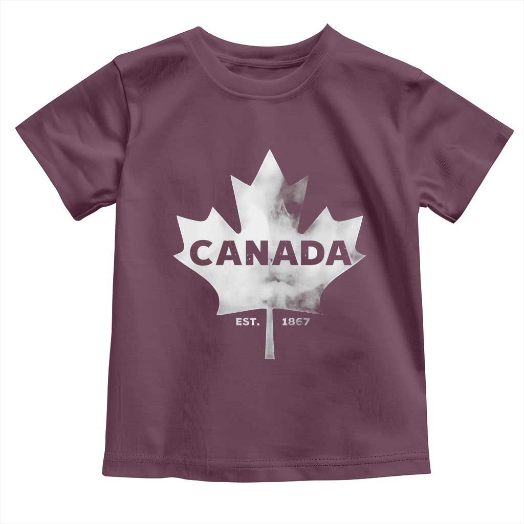 Canada Flag Toddler T Shirt Canadian Maple Leaf Vintage Retro Sport TS10 Maroon Print Your Wear