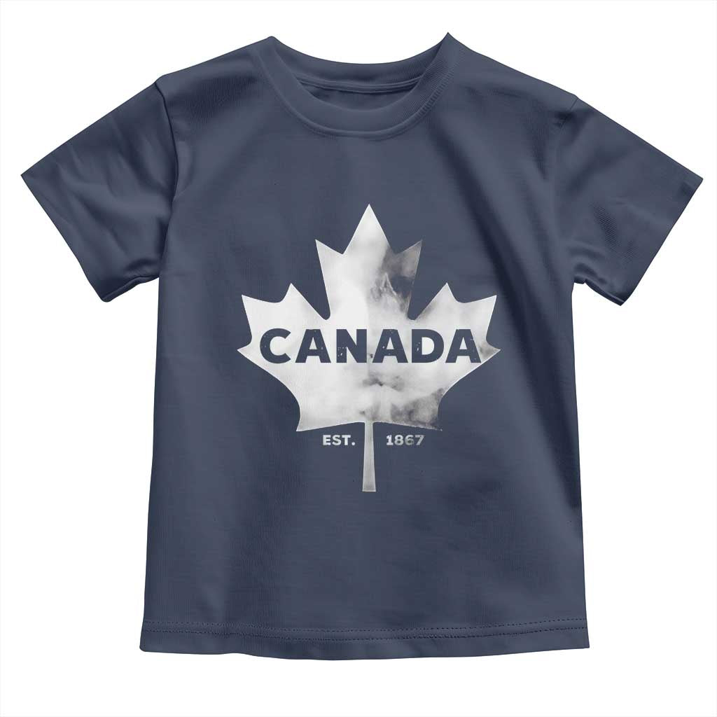 Canada Flag Toddler T Shirt Canadian Maple Leaf Vintage Retro Sport TS10 Navy Print Your Wear