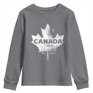 Canada Flag Youth Sweatshirt Canadian Maple Leaf Vintage Retro Sport TS10 Charcoal Print Your Wear