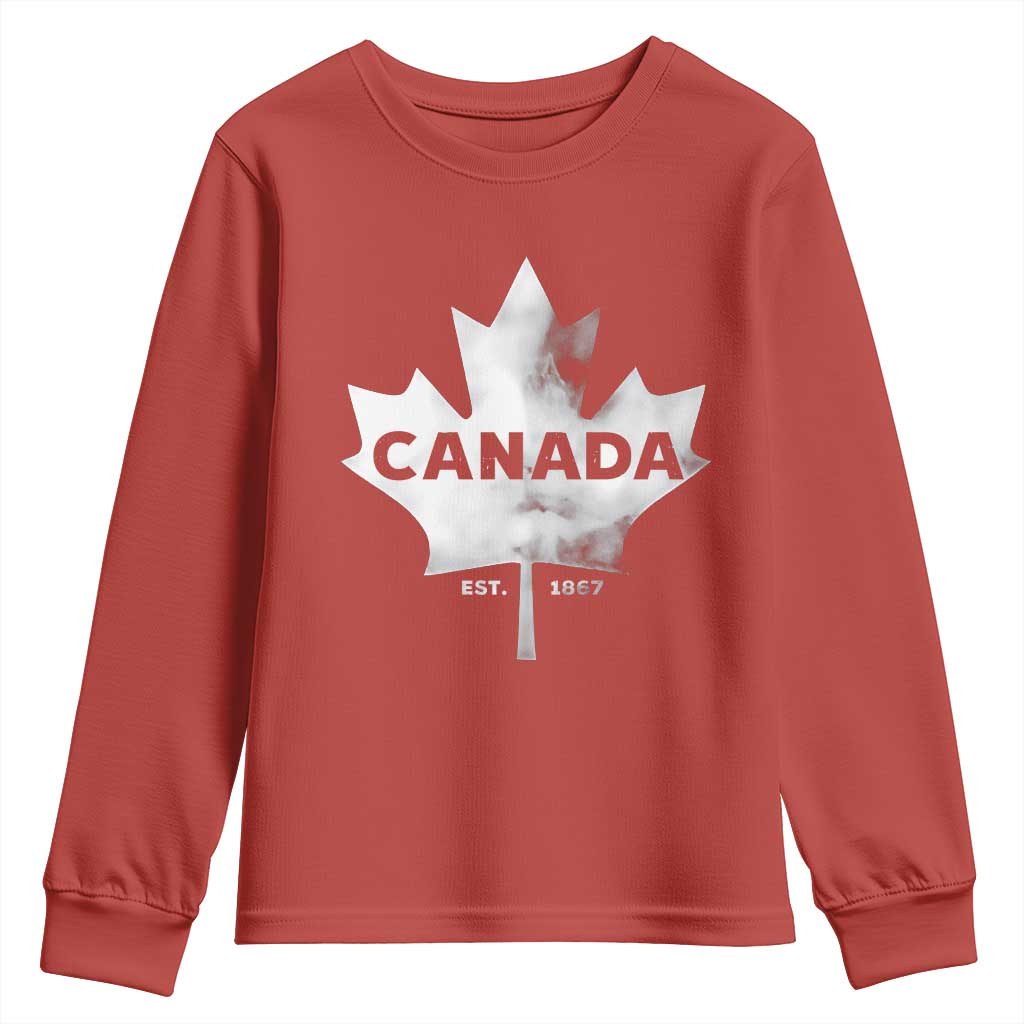 Canada Flag Youth Sweatshirt Canadian Maple Leaf Vintage Retro Sport TS10 Red Print Your Wear