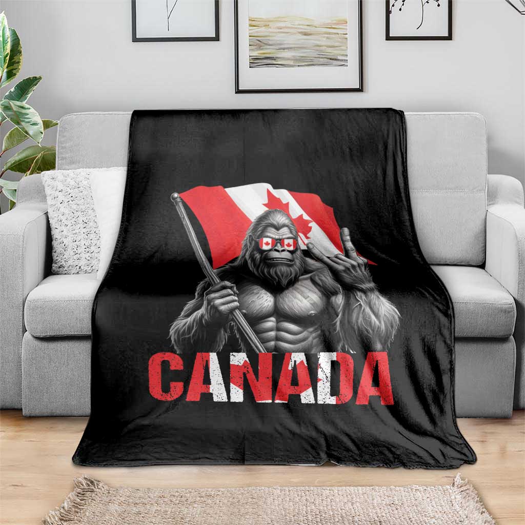 Bigfoot Canada Flag Throw Blanket Canadian Maple Leaf Patriotic Sasquatch TS10 Print Your Wear