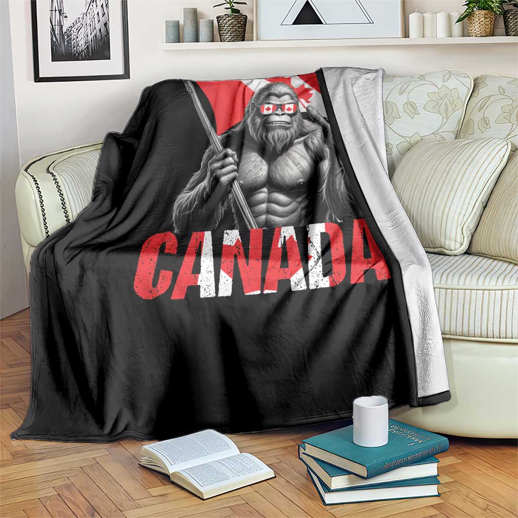 Bigfoot Canada Flag Throw Blanket Canadian Maple Leaf Patriotic Sasquatch TS10 Print Your Wear