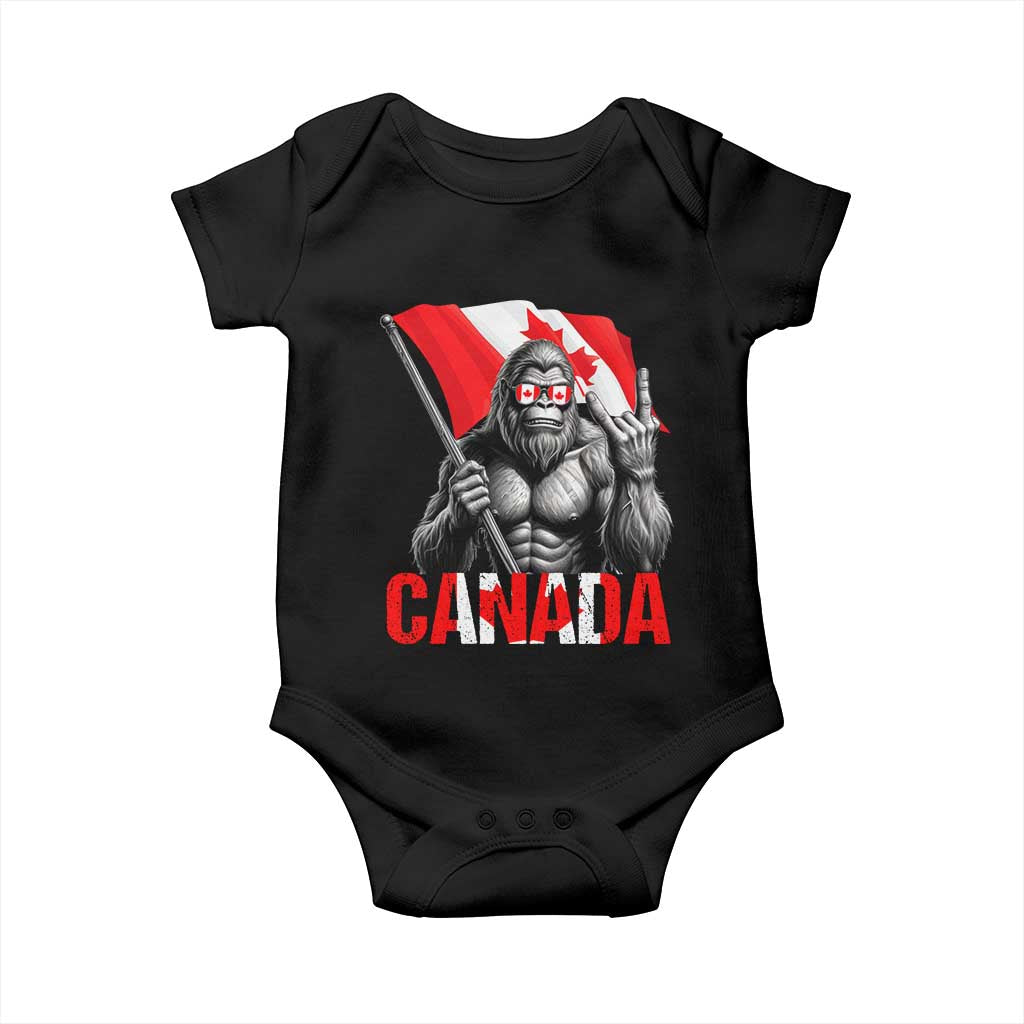 Bigfoot Canada Flag Baby Onesie Canadian Maple Leaf Patriotic Sasquatch TS10 Black Print Your Wear