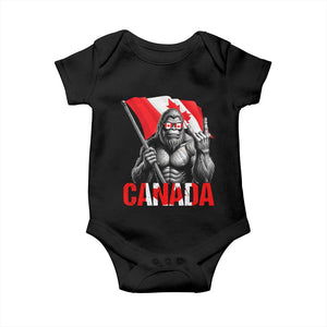 Bigfoot Canada Flag Baby Onesie Canadian Maple Leaf Patriotic Sasquatch TS10 Black Print Your Wear