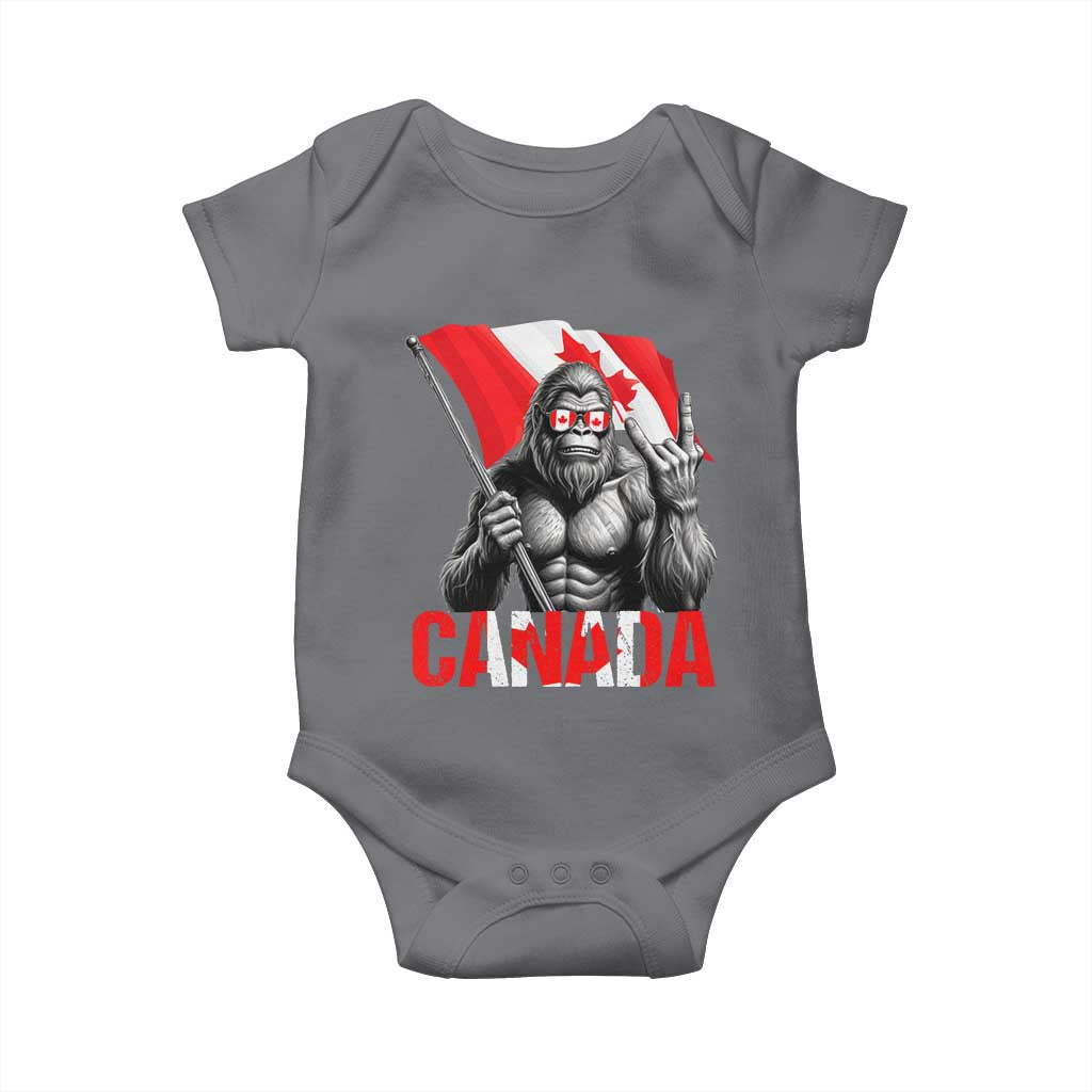 Bigfoot Canada Flag Baby Onesie Canadian Maple Leaf Patriotic Sasquatch TS10 Charcoal Print Your Wear
