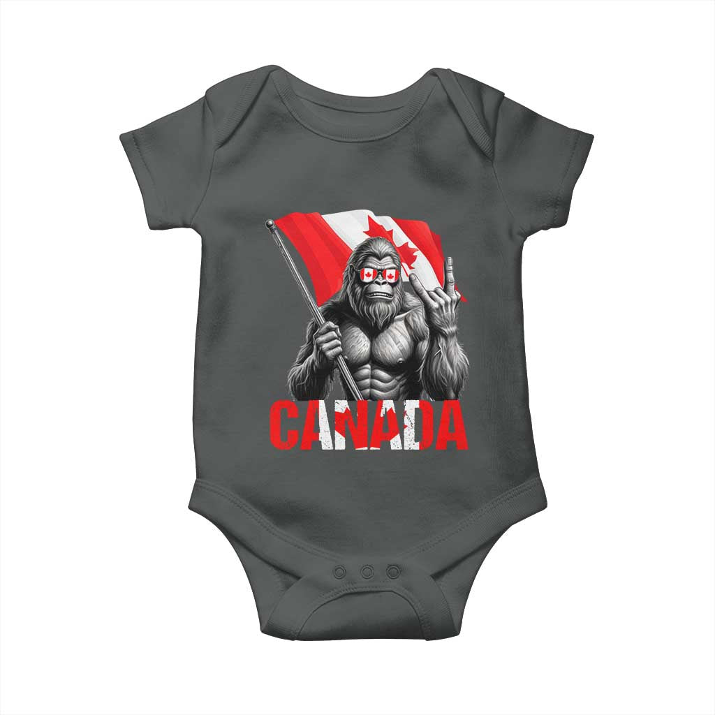 Bigfoot Canada Flag Baby Onesie Canadian Maple Leaf Patriotic Sasquatch TS10 Dark Heather Print Your Wear