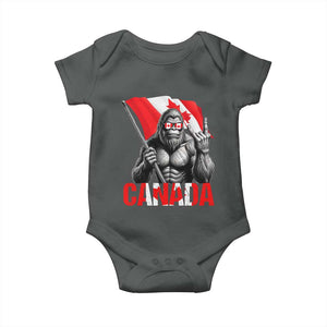 Bigfoot Canada Flag Baby Onesie Canadian Maple Leaf Patriotic Sasquatch TS10 Dark Heather Print Your Wear