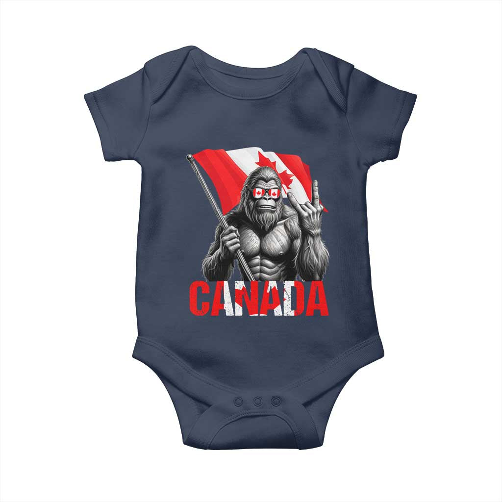 Bigfoot Canada Flag Baby Onesie Canadian Maple Leaf Patriotic Sasquatch TS10 Navy Print Your Wear
