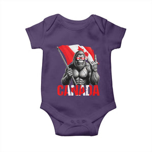 Bigfoot Canada Flag Baby Onesie Canadian Maple Leaf Patriotic Sasquatch TS10 Purple Print Your Wear
