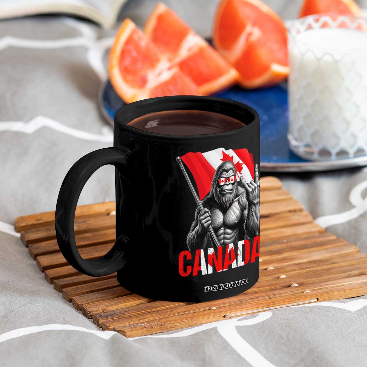 Bigfoot Canada Flag Coffee Mug Canadian Maple Leaf Patriotic Sasquatch TS10 Print Your Wear