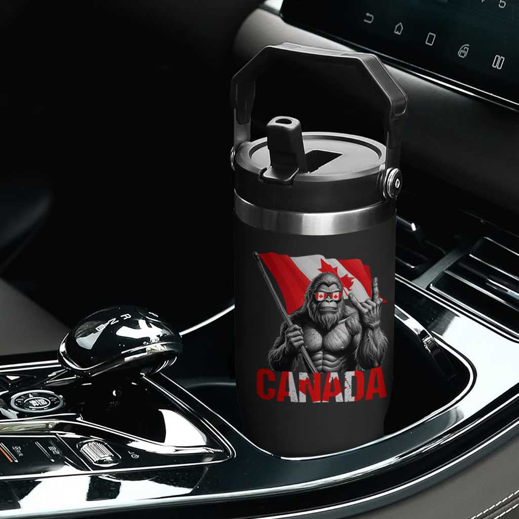 Bigfoot Canada Flag Flip Straw Tumbler Canadian Maple Leaf Patriotic Sasquatch TS10 Print Your Wear