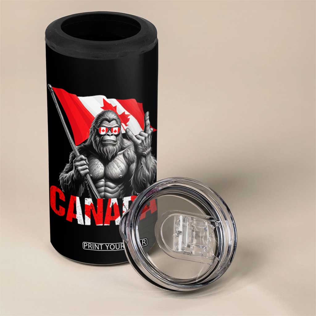 Bigfoot Canada Flag 4 in 1 Can Cooler Tumbler Canadian Maple Leaf Patriotic Sasquatch TS10 Print Your Wear
