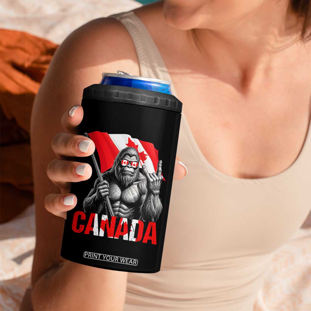 Bigfoot Canada Flag 4 in 1 Can Cooler Tumbler Canadian Maple Leaf Patriotic Sasquatch TS10 Print Your Wear