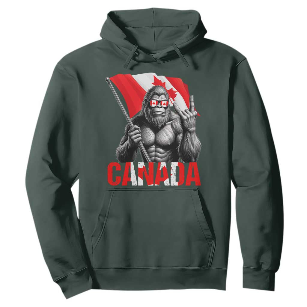 Bigfoot Canada Flag Hoodie Canadian Maple Leaf Patriotic Sasquatch TS10 Dark Forest Green Print Your Wear