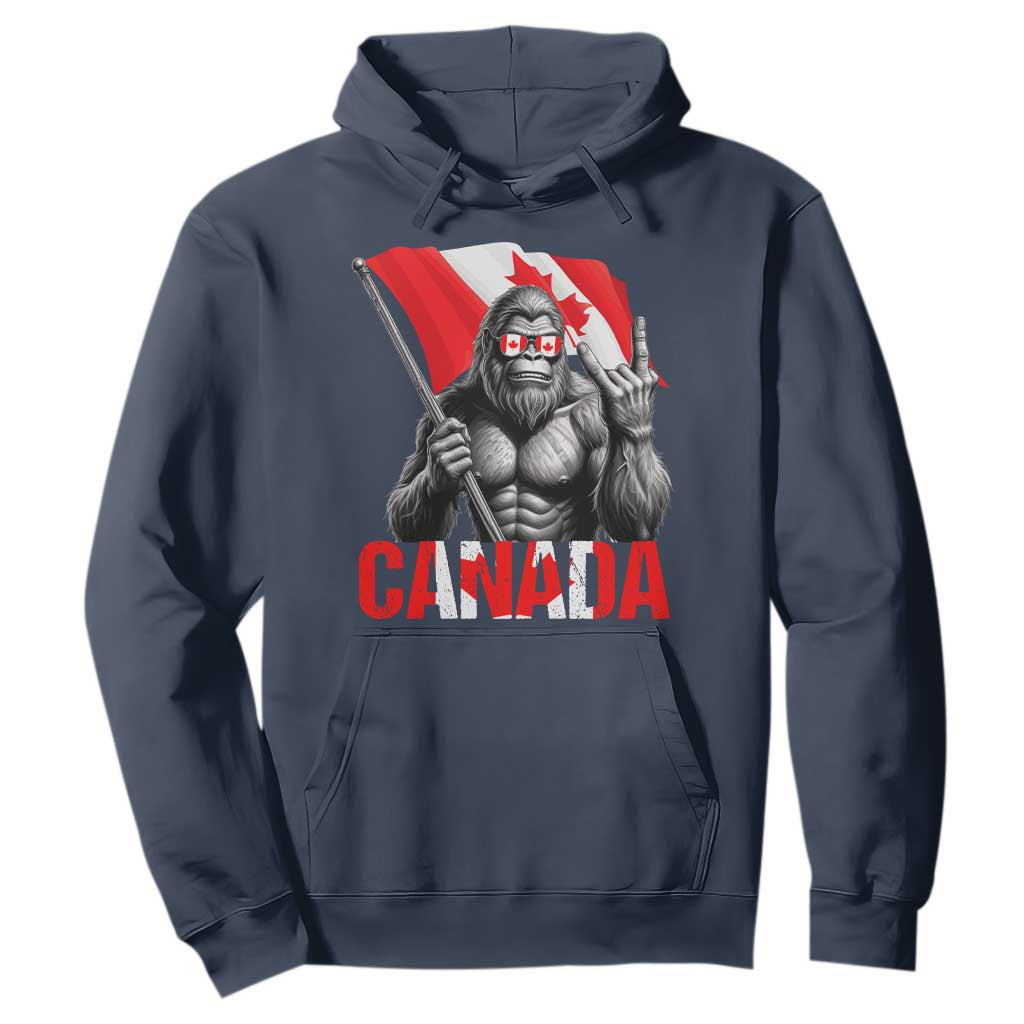 Bigfoot Canada Flag Hoodie Canadian Maple Leaf Patriotic Sasquatch TS10 Navy Print Your Wear
