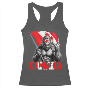 Bigfoot Canada Flag Racerback Tank Top Canadian Maple Leaf Patriotic Sasquatch TS10 Dark Heather Print Your Wear