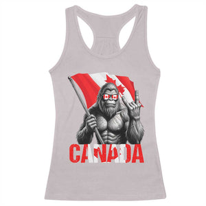 Bigfoot Canada Flag Racerback Tank Top Canadian Maple Leaf Patriotic Sasquatch TS10 Ice Gray Print Your Wear