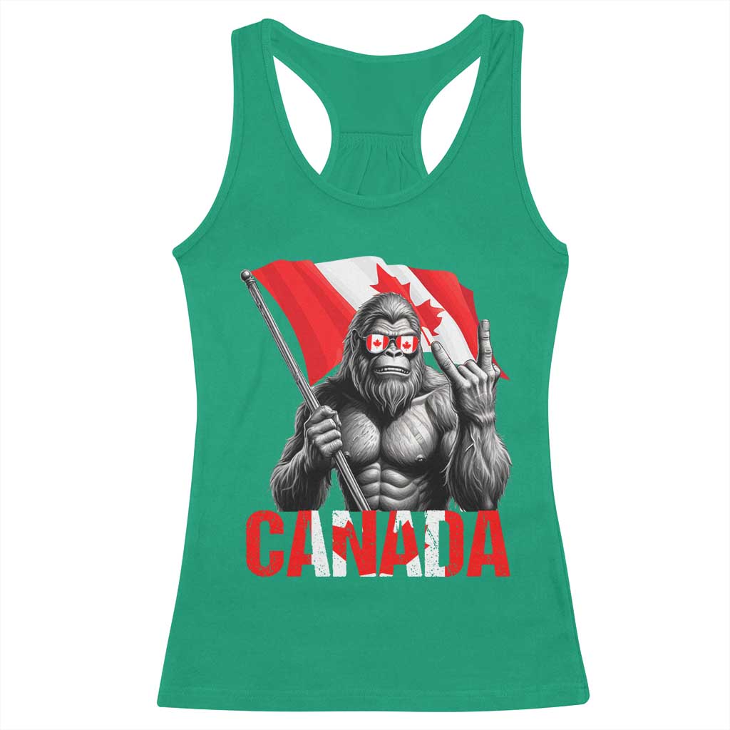 Bigfoot Canada Flag Racerback Tank Top Canadian Maple Leaf Patriotic Sasquatch TS10 Irish Green Print Your Wear
