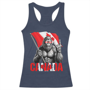 Bigfoot Canada Flag Racerback Tank Top Canadian Maple Leaf Patriotic Sasquatch TS10 Navy Print Your Wear