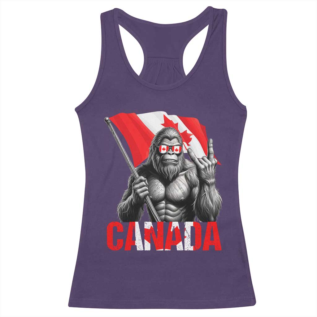 Bigfoot Canada Flag Racerback Tank Top Canadian Maple Leaf Patriotic Sasquatch TS10 Purple Print Your Wear