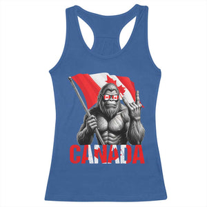 Bigfoot Canada Flag Racerback Tank Top Canadian Maple Leaf Patriotic Sasquatch TS10 Royal Blue Print Your Wear
