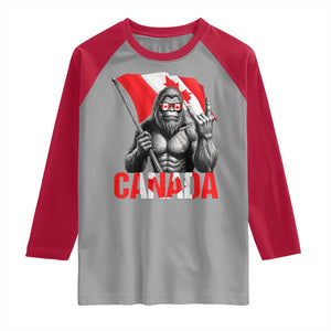 Bigfoot Canada Flag Raglan Shirt Canadian Maple Leaf Patriotic Sasquatch TS10 Sport Gray Red Print Your Wear