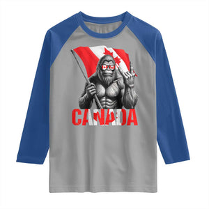Bigfoot Canada Flag Raglan Shirt Canadian Maple Leaf Patriotic Sasquatch TS10 Sport Gray Royal Print Your Wear