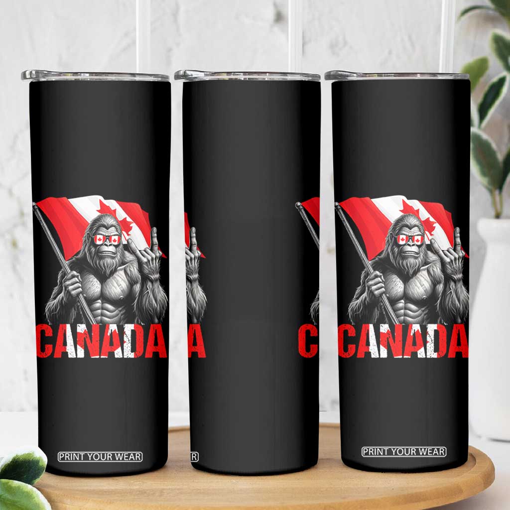 Bigfoot Canada Flag Skinny Tumbler Canadian Maple Leaf Patriotic Sasquatch TS10 Print Your Wear