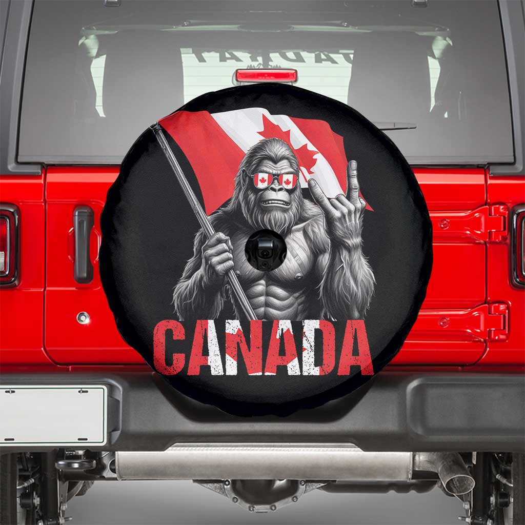 Bigfoot Canada Flag Spare Tire Cover Canadian Maple Leaf Patriotic Sasquatch TS10 Black Print Your Wear