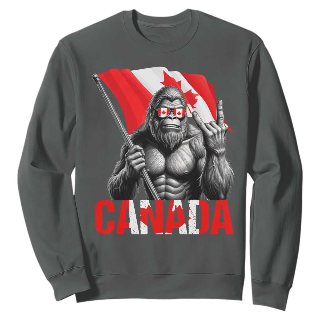 Bigfoot Canada Flag Sweatshirt Canadian Maple Leaf Patriotic Sasquatch TS10 Dark Heather Print Your Wear