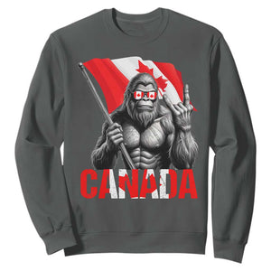 Bigfoot Canada Flag Sweatshirt Canadian Maple Leaf Patriotic Sasquatch TS10 Dark Heather Print Your Wear