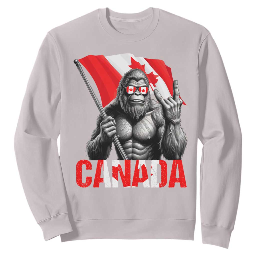 Bigfoot Canada Flag Sweatshirt Canadian Maple Leaf Patriotic Sasquatch TS10 Ice Gray Print Your Wear