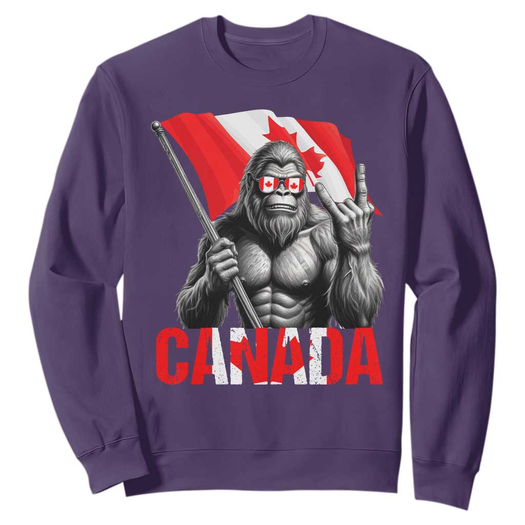 Bigfoot Canada Flag Sweatshirt Canadian Maple Leaf Patriotic Sasquatch TS10 Purple Print Your Wear