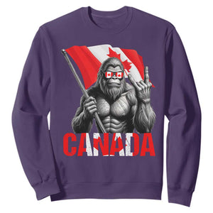 Bigfoot Canada Flag Sweatshirt Canadian Maple Leaf Patriotic Sasquatch TS10 Purple Print Your Wear