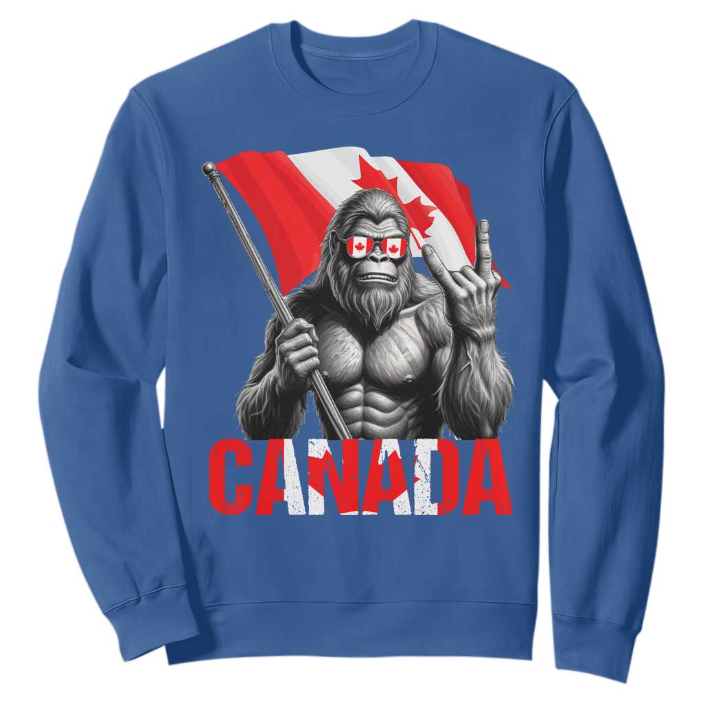 Bigfoot Canada Flag Sweatshirt Canadian Maple Leaf Patriotic Sasquatch TS10 Royal Blue Print Your Wear