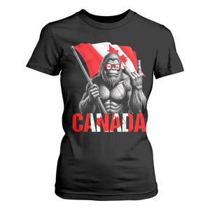 Bigfoot Canada Flag T Shirt For Women Canadian Maple Leaf Patriotic Sasquatch TS10 Black Print Your Wear