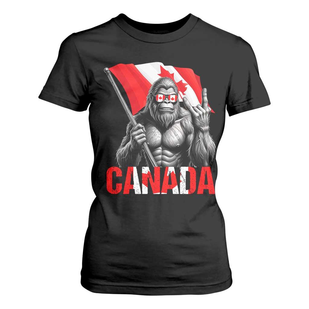 Bigfoot Canada Flag T Shirt For Women Canadian Maple Leaf Patriotic Sasquatch TS10 Black Print Your Wear