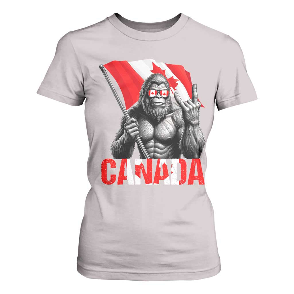 Bigfoot Canada Flag T Shirt For Women Canadian Maple Leaf Patriotic Sasquatch TS10 Ice Gray Print Your Wear