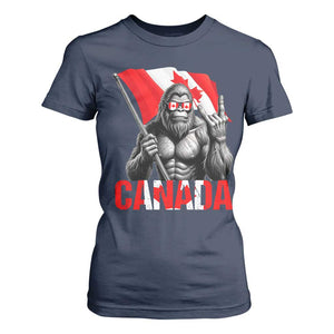 Bigfoot Canada Flag T Shirt For Women Canadian Maple Leaf Patriotic Sasquatch TS10 Navy Print Your Wear