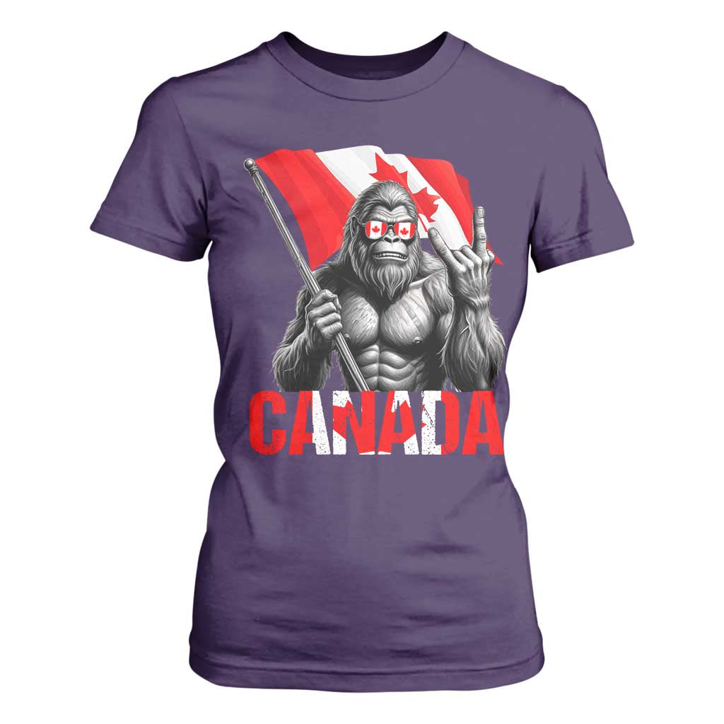 Bigfoot Canada Flag T Shirt For Women Canadian Maple Leaf Patriotic Sasquatch TS10 Purple Print Your Wear