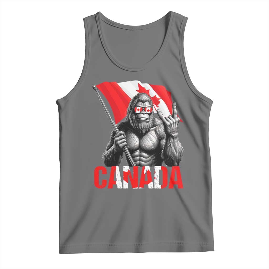 Bigfoot Canada Flag Tank Top Canadian Maple Leaf Patriotic Sasquatch TS10 Black Heather Print Your Wear