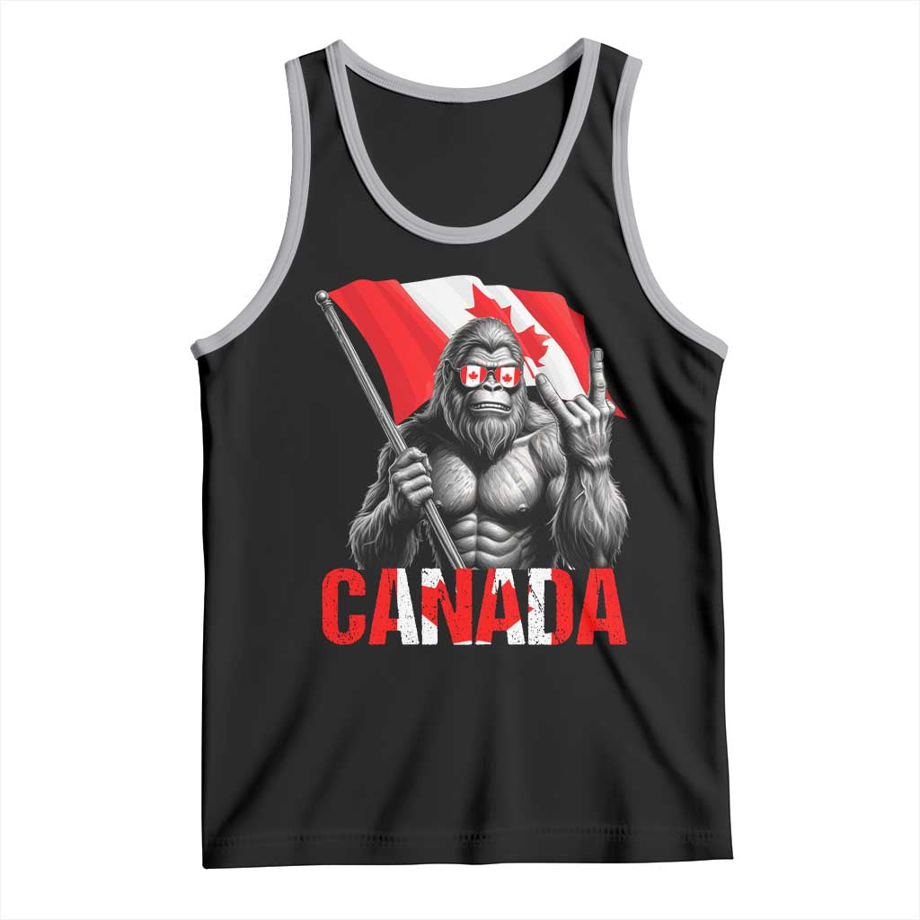 Bigfoot Canada Flag Tank Top Canadian Maple Leaf Patriotic Sasquatch TS10 Black Athletic Heather Print Your Wear