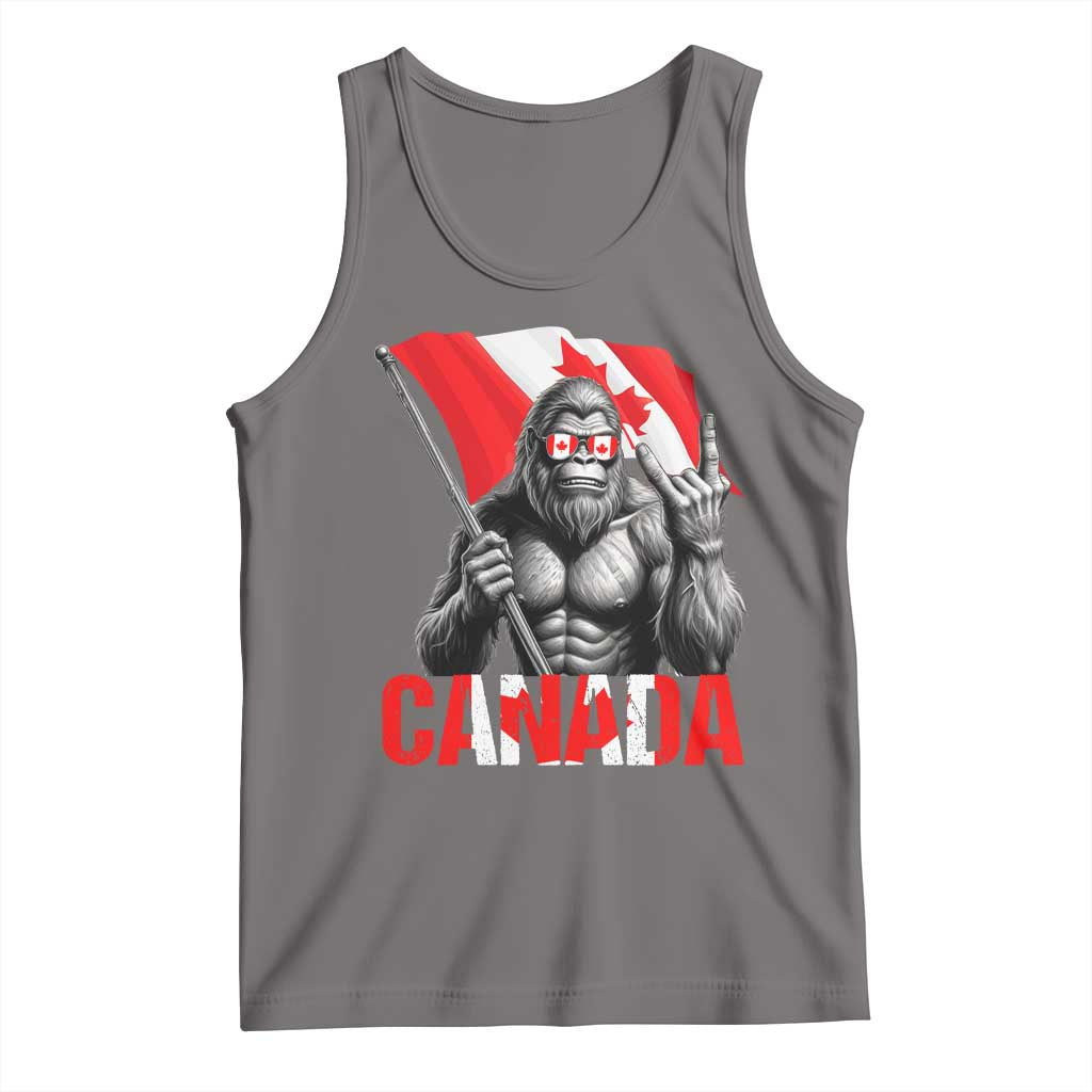 Bigfoot Canada Flag Tank Top Canadian Maple Leaf Patriotic Sasquatch TS10 Deep Heather Print Your Wear